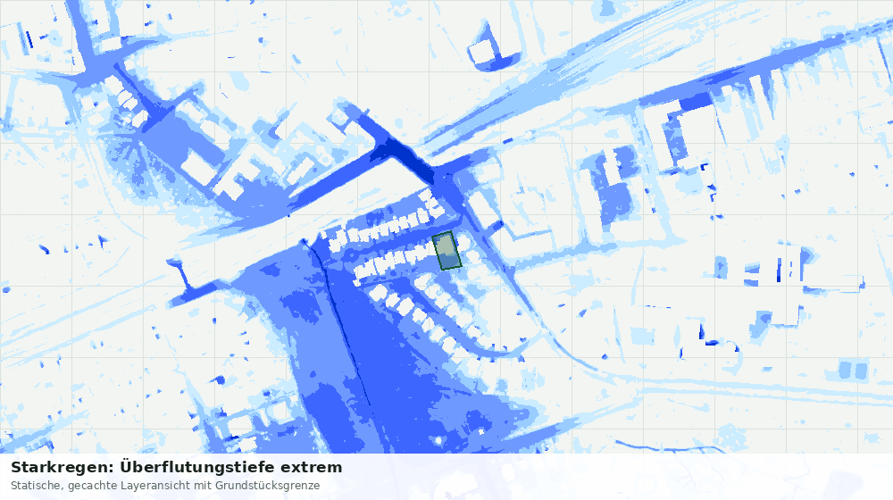 Statische Kartenansicht: Starkregen: Überflutungstiefe extrem