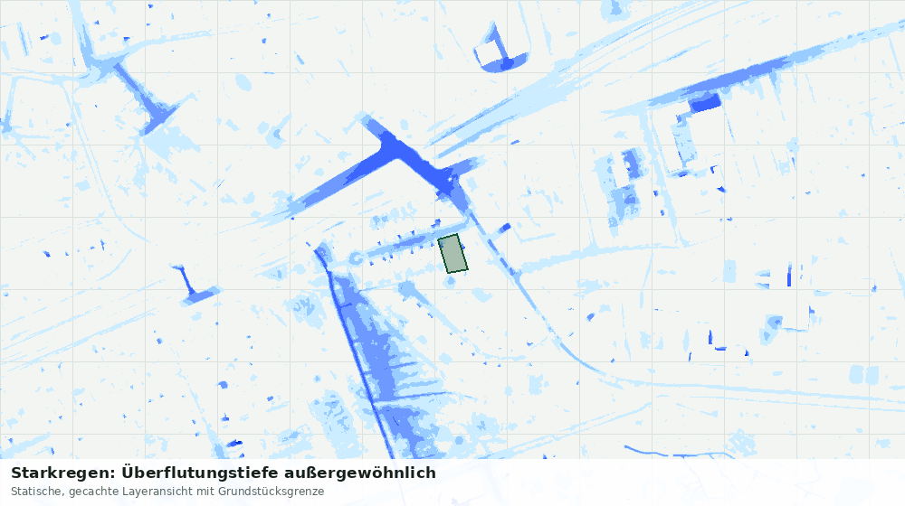 Statische Kartenansicht: Starkregen: Überflutungstiefe außergewöhnlich