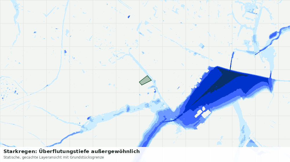 Statische Kartenansicht: Starkregen: Überflutungstiefe außergewöhnlich