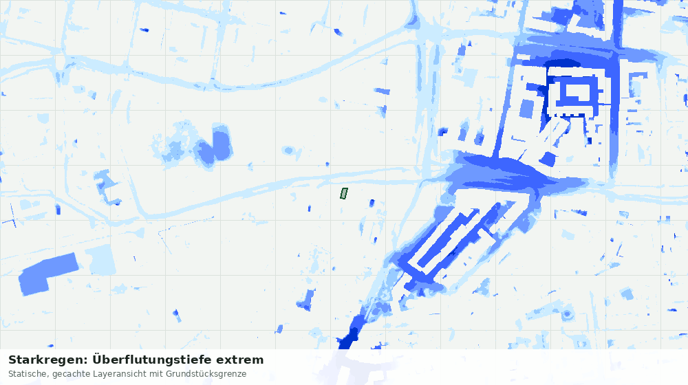 Statische Kartenansicht: Starkregen: Überflutungstiefe extrem