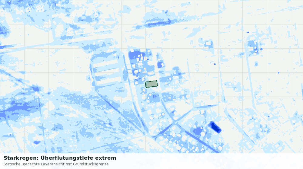 Statische Kartenansicht: Starkregen: Überflutungstiefe extrem