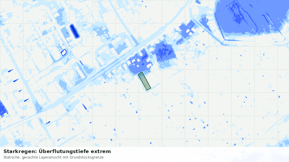 Statische Kartenansicht: Starkregen: Überflutungstiefe extrem