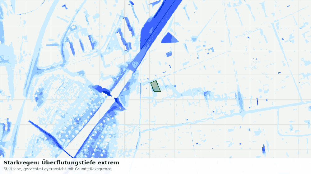 Statische Kartenansicht: Starkregen: Überflutungstiefe extrem