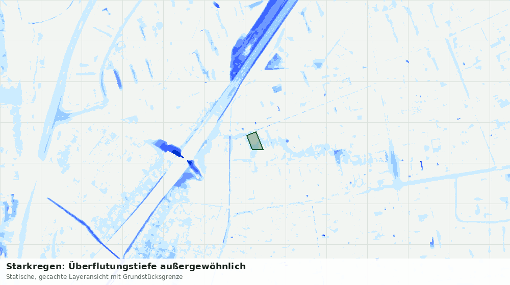 Statische Kartenansicht: Starkregen: Überflutungstiefe außergewöhnlich