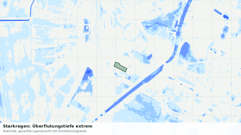 Statische Kartenansicht: Starkregen: Überflutungstiefe extrem
