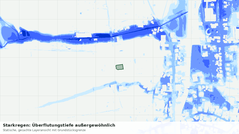 Statische Kartenansicht: Starkregen: Überflutungstiefe außergewöhnlich