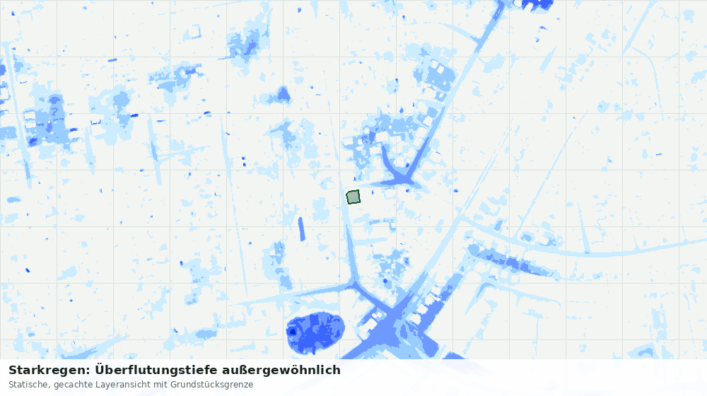 Statische Kartenansicht: Starkregen: Überflutungstiefe außergewöhnlich
