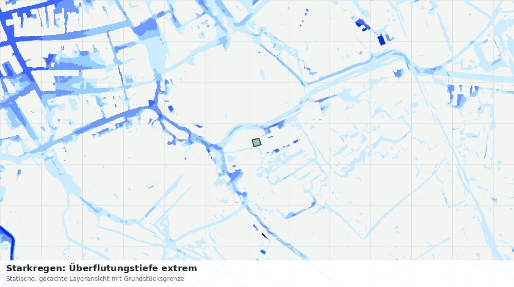 Statische Kartenansicht: Starkregen: Überflutungstiefe extrem