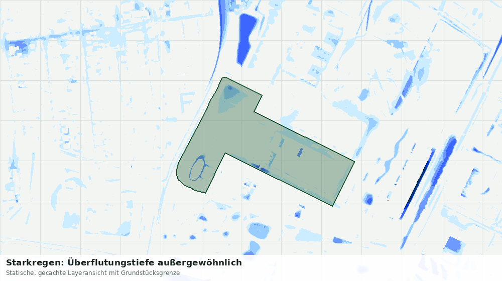 Statische Kartenansicht: Starkregen: Überflutungstiefe außergewöhnlich