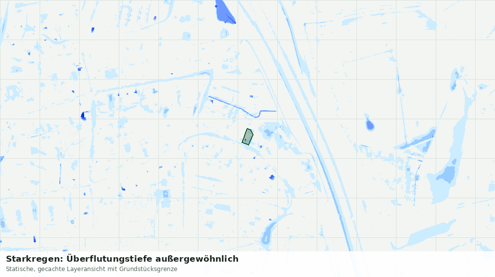 Statische Kartenansicht: Starkregen: Überflutungstiefe außergewöhnlich