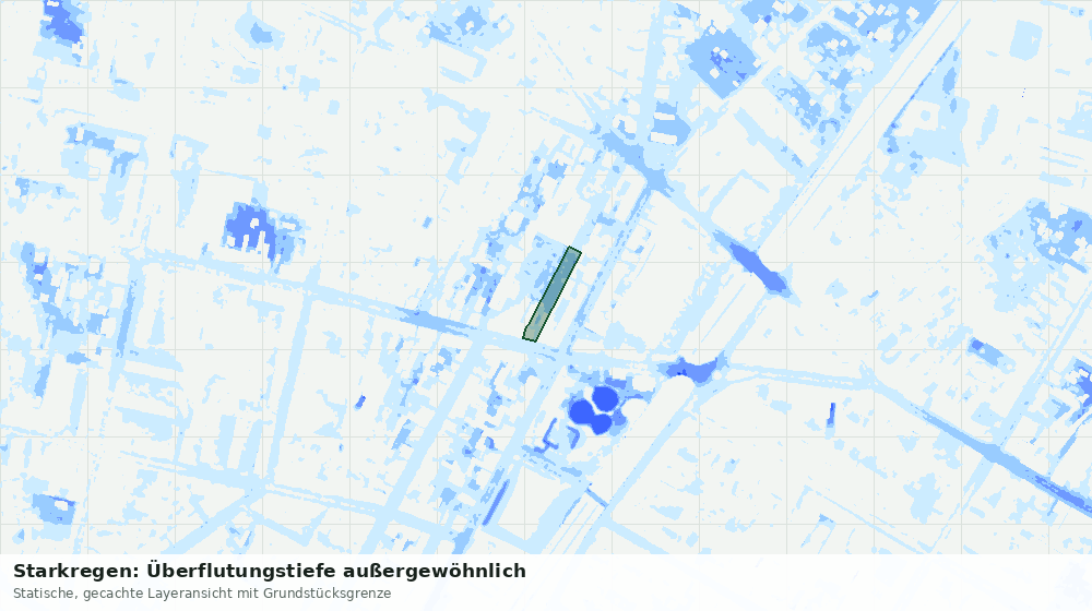 Statische Kartenansicht: Starkregen: Überflutungstiefe außergewöhnlich