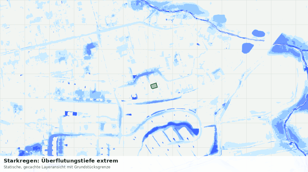 Statische Kartenansicht: Starkregen: Überflutungstiefe extrem