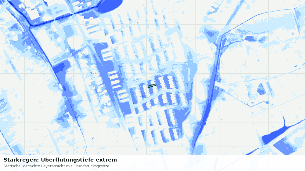 Statische Kartenansicht: Starkregen: Überflutungstiefe extrem