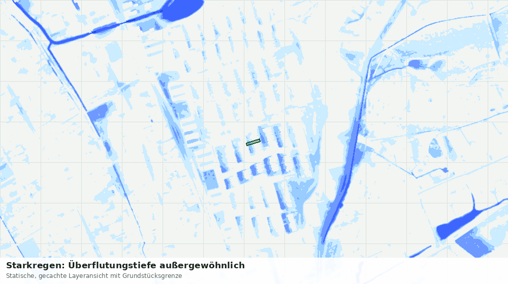 Statische Kartenansicht: Starkregen: Überflutungstiefe außergewöhnlich