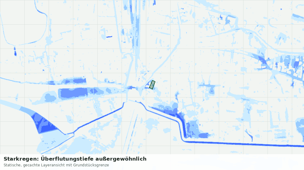 Statische Kartenansicht: Starkregen: Überflutungstiefe außergewöhnlich