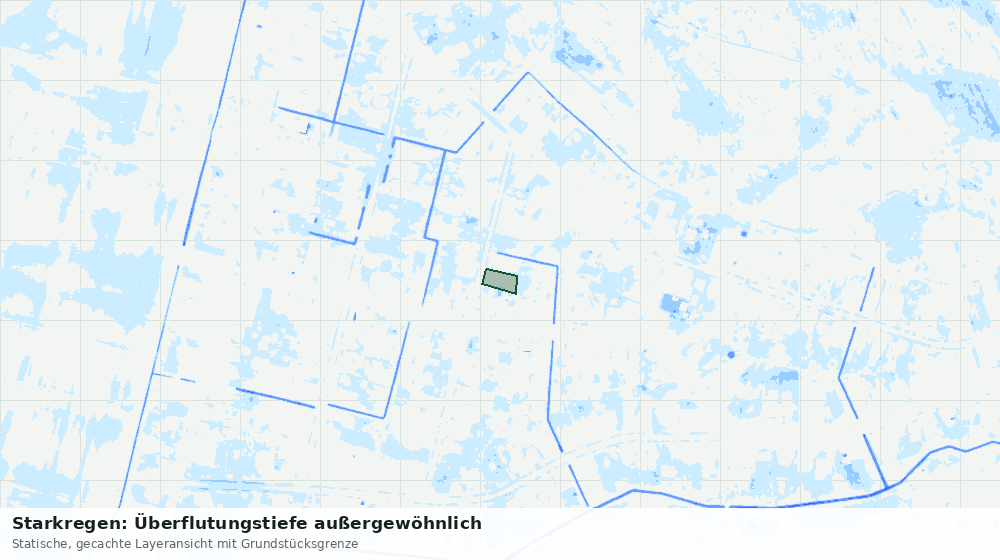 Statische Kartenansicht: Starkregen: Überflutungstiefe außergewöhnlich