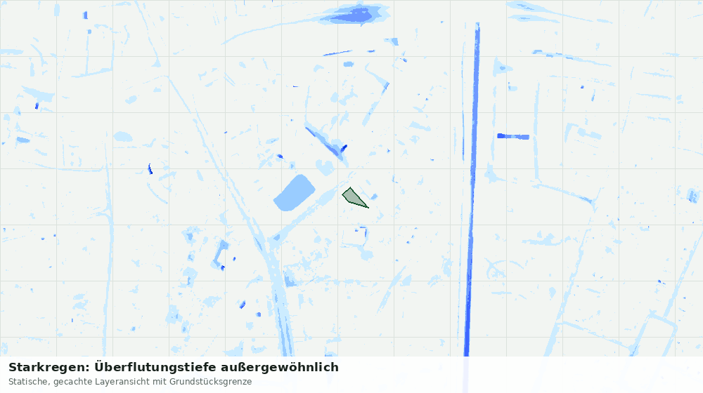 Statische Kartenansicht: Starkregen: Überflutungstiefe außergewöhnlich