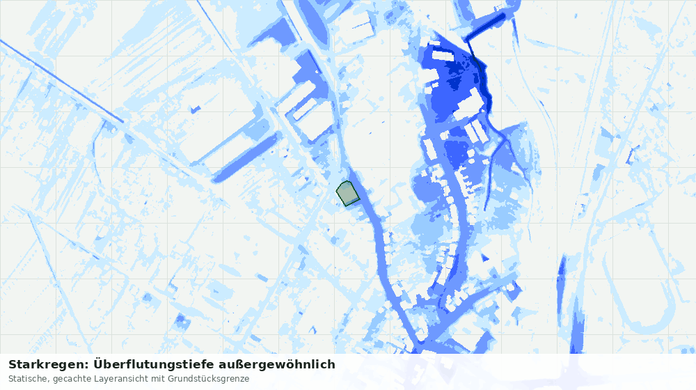 Statische Kartenansicht: Starkregen: Überflutungstiefe außergewöhnlich