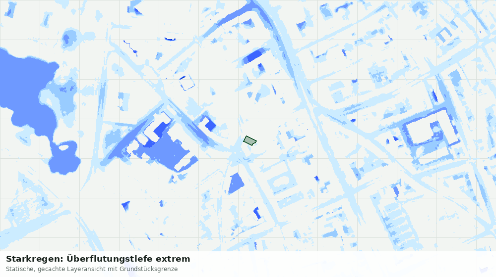 Statische Kartenansicht: Starkregen: Überflutungstiefe extrem