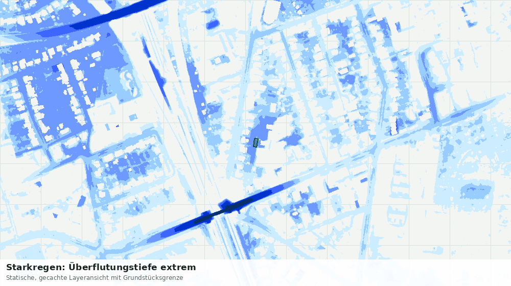 Statische Kartenansicht: Starkregen: Überflutungstiefe extrem