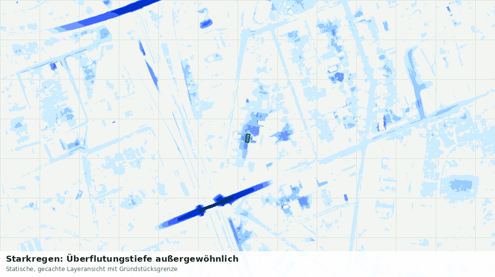 Statische Kartenansicht: Starkregen: Überflutungstiefe außergewöhnlich