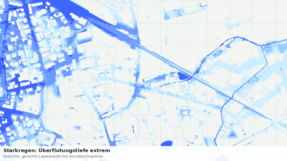 Statische Kartenansicht: Starkregen: Überflutungstiefe extrem