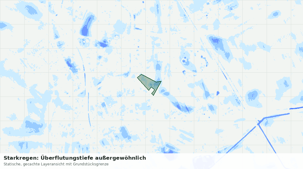 Statische Kartenansicht: Starkregen: Überflutungstiefe außergewöhnlich