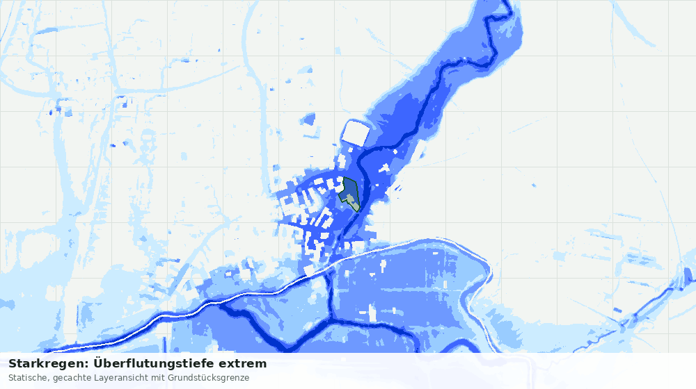 Statische Kartenansicht: Starkregen: Überflutungstiefe extrem