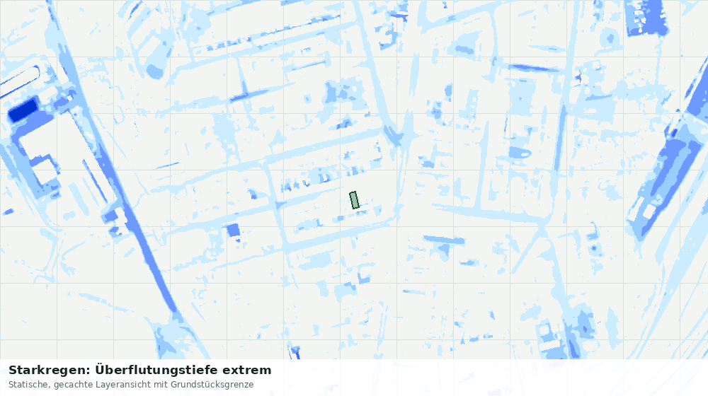 Statische Kartenansicht: Starkregen: Überflutungstiefe extrem