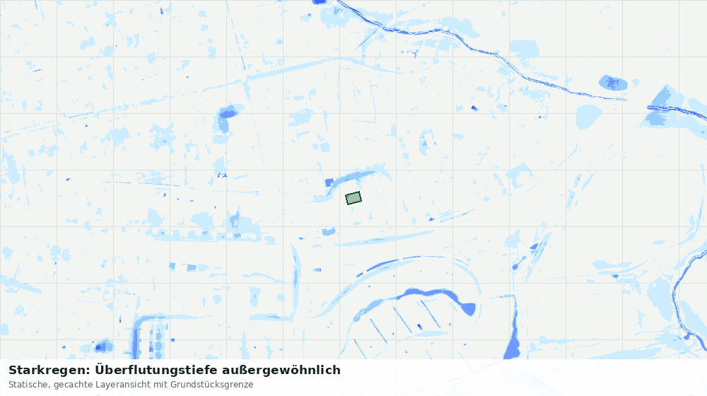 Statische Kartenansicht: Starkregen: Überflutungstiefe außergewöhnlich
