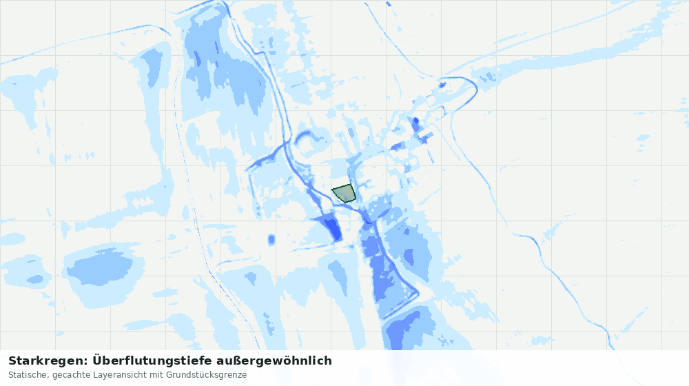 Statische Kartenansicht: Starkregen: Überflutungstiefe außergewöhnlich