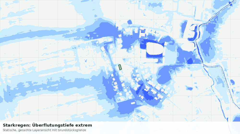 Statische Kartenansicht: Starkregen: Überflutungstiefe extrem