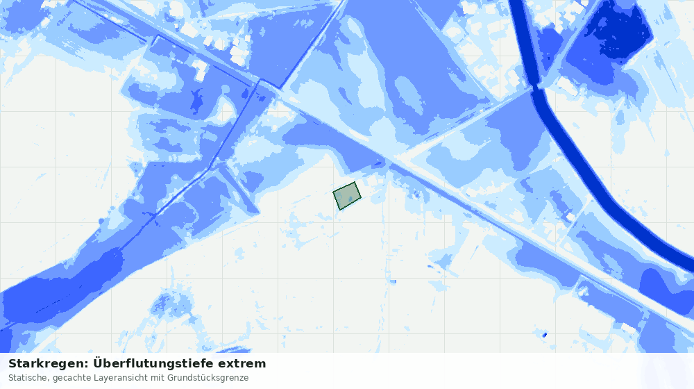 Statische Kartenansicht: Starkregen: Überflutungstiefe extrem