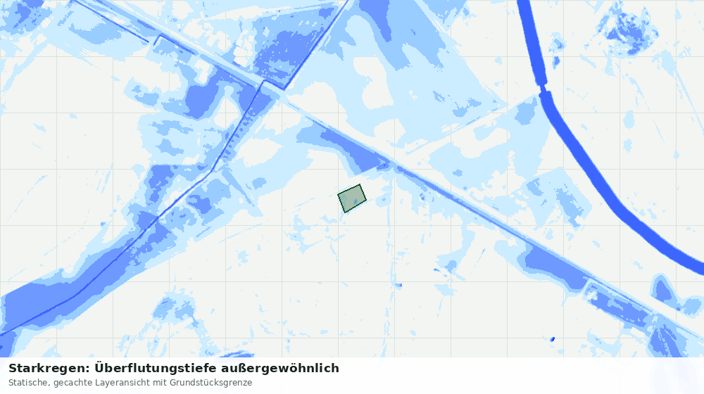 Statische Kartenansicht: Starkregen: Überflutungstiefe außergewöhnlich