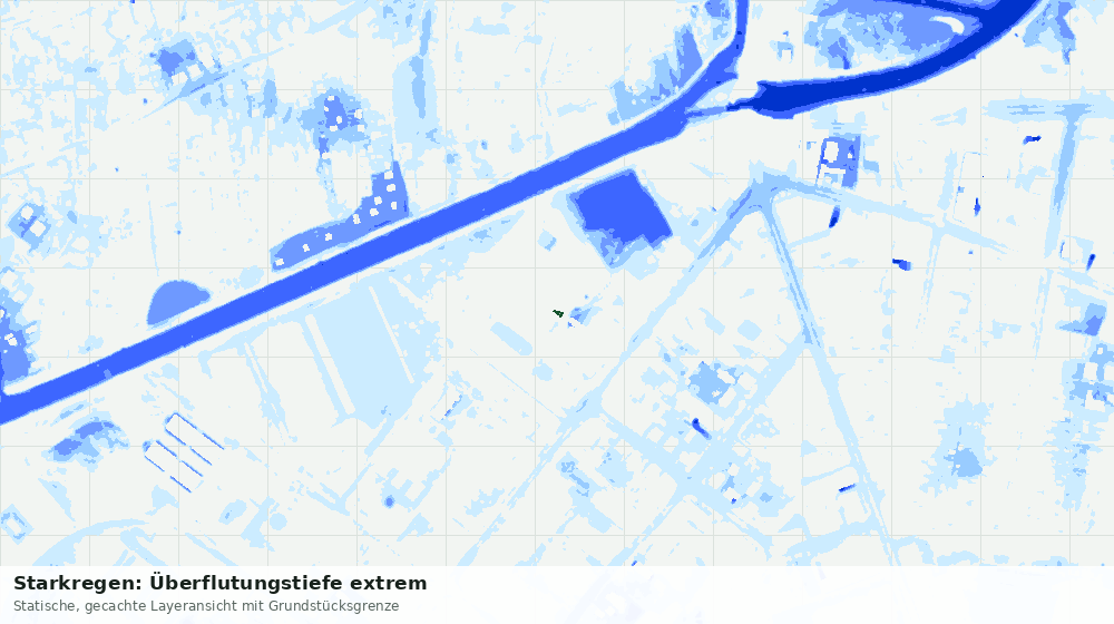 Statische Kartenansicht: Starkregen: Überflutungstiefe extrem