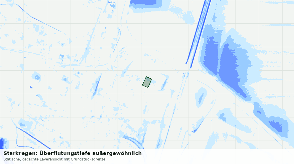 Statische Kartenansicht: Starkregen: Überflutungstiefe außergewöhnlich