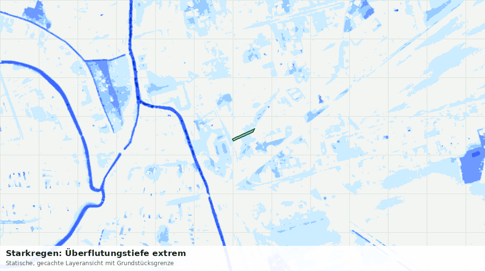 Statische Kartenansicht: Starkregen: Überflutungstiefe extrem