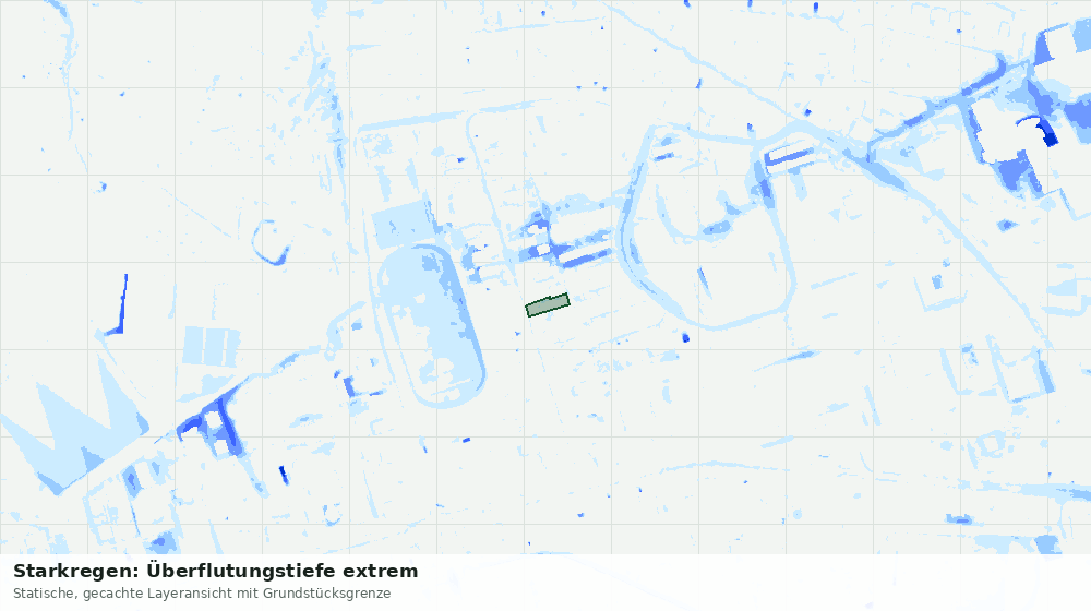Statische Kartenansicht: Starkregen: Überflutungstiefe extrem