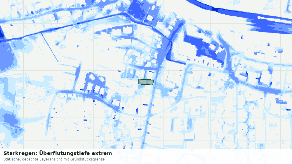Statische Kartenansicht: Starkregen: Überflutungstiefe extrem