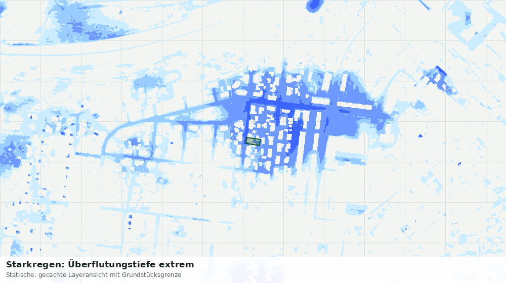Statische Kartenansicht: Starkregen: Überflutungstiefe extrem
