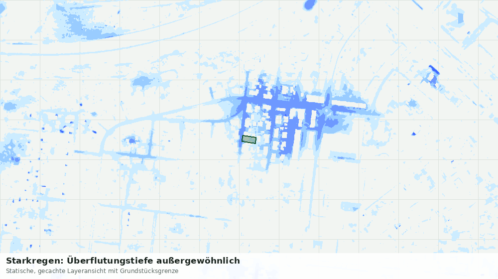 Statische Kartenansicht: Starkregen: Überflutungstiefe außergewöhnlich