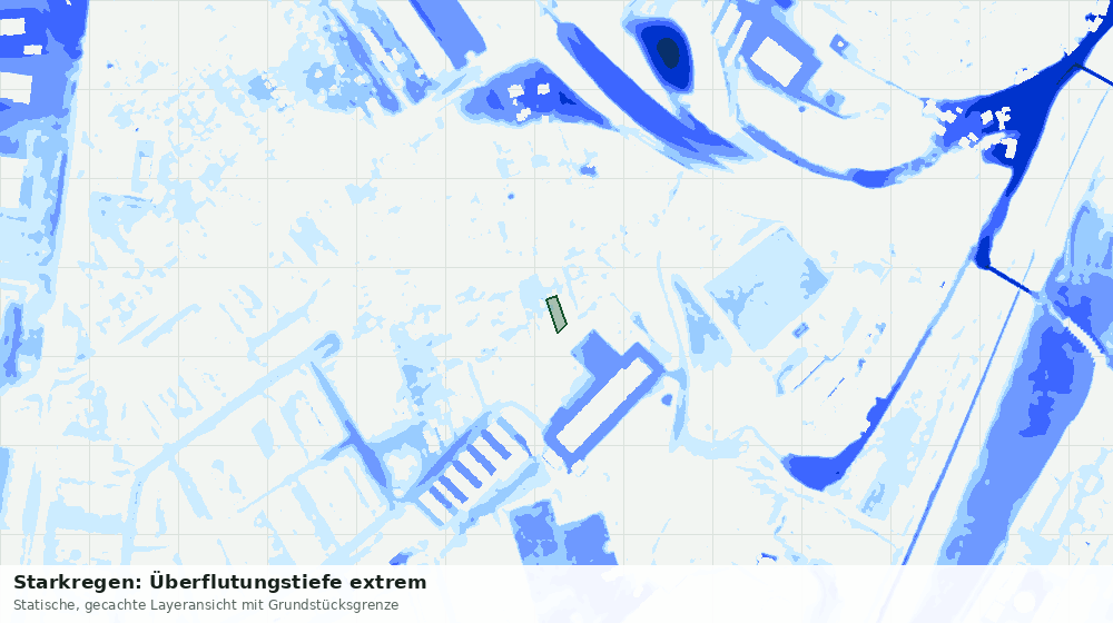 Statische Kartenansicht: Starkregen: Überflutungstiefe extrem