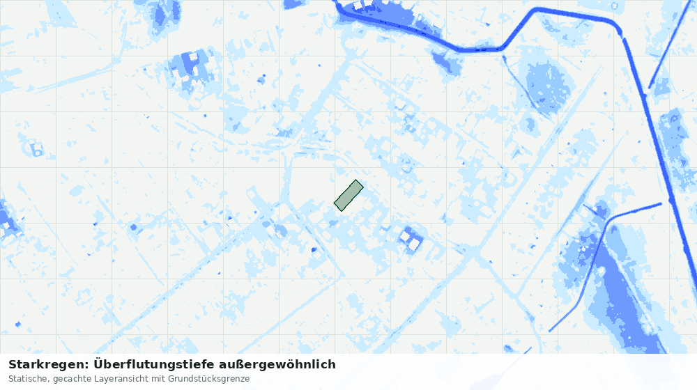 Statische Kartenansicht: Starkregen: Überflutungstiefe außergewöhnlich