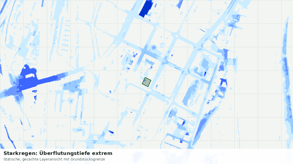 Statische Kartenansicht: Starkregen: Überflutungstiefe extrem