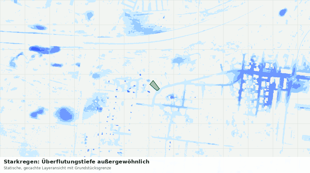 Statische Kartenansicht: Starkregen: Überflutungstiefe außergewöhnlich