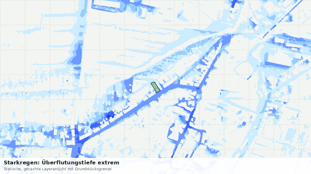 Statische Kartenansicht: Starkregen: Überflutungstiefe extrem