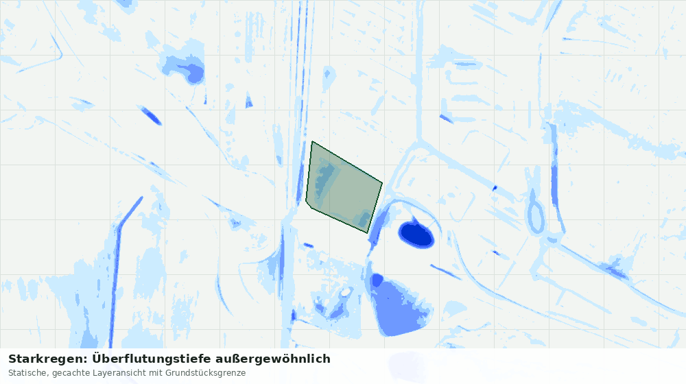 Statische Kartenansicht: Starkregen: Überflutungstiefe außergewöhnlich