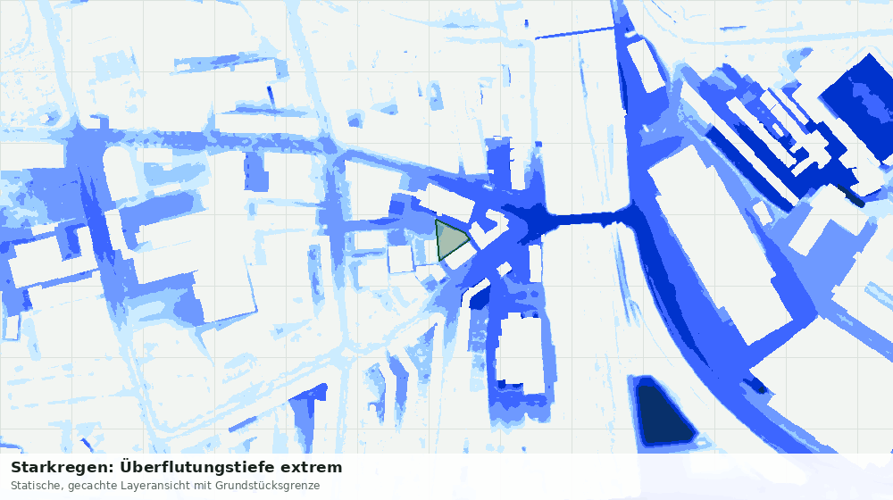 Statische Kartenansicht: Starkregen: Überflutungstiefe extrem