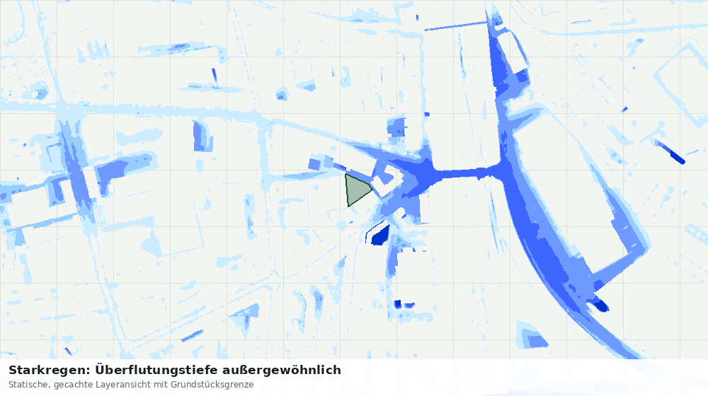 Statische Kartenansicht: Starkregen: Überflutungstiefe außergewöhnlich