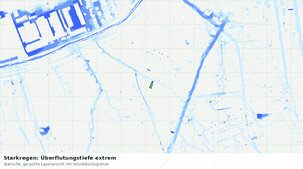 Statische Kartenansicht: Starkregen: Überflutungstiefe extrem